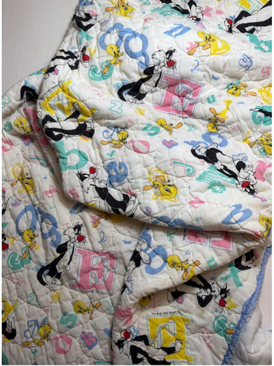 Warner Bros. Other - Vintage Looney Tunes Crib Quilt Tweety Sylvester Warner Bros. Cartoon Characters